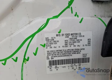 2016 Ford Edge Titanium z USA, uszkodzony, nr VIN 2FMPK3K99GBB48755